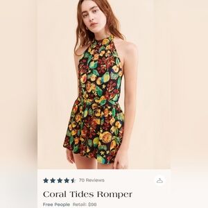 NWT XSmall Free People Coral Tides Romper